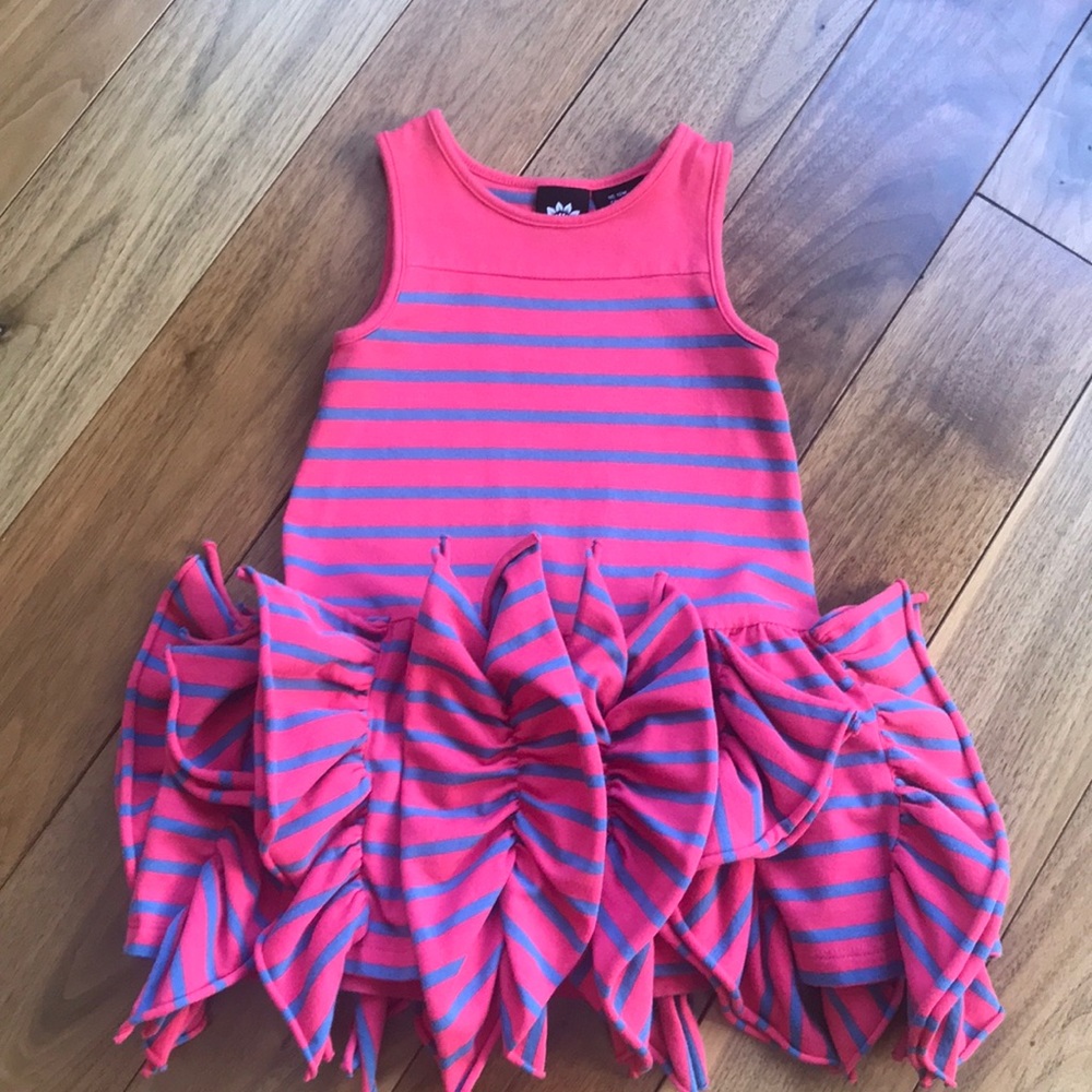 Girls Pink & Blue Ruffle Dress with Bloomers 12 Months Barbiecore Spring Summer